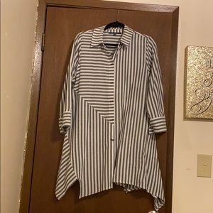 Grey and white striped shirt